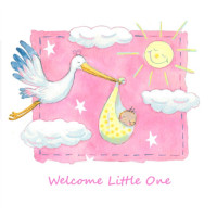 JC063 Welcome Little One (Pink) greeting card