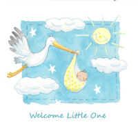 JC064 Welcome Little One (Blue) greeting card