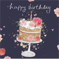 A020 Floral Birthday Cake card