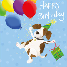 A061 Dog with Balloons birthday card