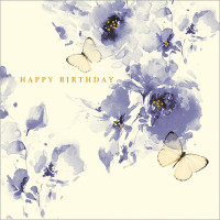FP5141 Blue Flowers and Butterflies Birthday