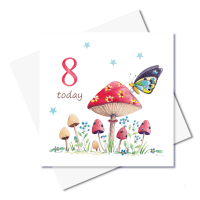 JC017 8 Toadstool and Butterfly Birthday card