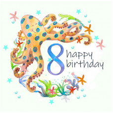 JC045 Octopus 8th Birthday card