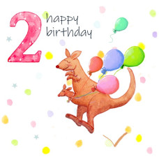 JC066 Kangaroos 2nd Birthday card