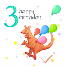 JC053 Kangaroo Party 3rd Birthday card