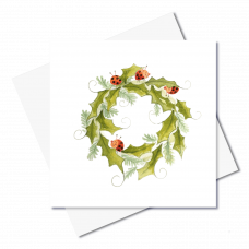 JC027 Ladybird Wreath Christmas card