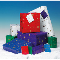 XGW029 Stars on White Gift Wrap (1 sheet + matching gift tag)