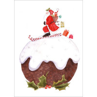 XCA09 Santa on a Christmas Pudding (Pk 8) Christmas cards