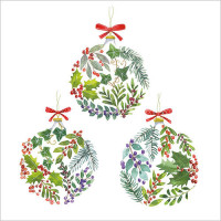 XCA011 3 Foliage Baubles  (Pk 8) cards