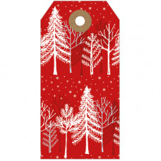 XGT019 White Trees on Red Gift Tag