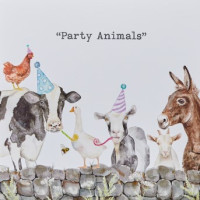 4FL474 Party Animals greeting card