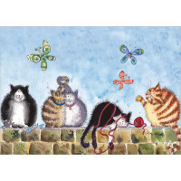 B008 Cats on a Wall card