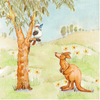 JC062 Kookaburra and Kangaroo greeting card