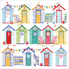 FP6322 Beach Huts with Bunting greeting card