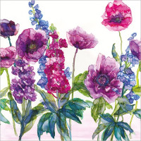 A041 Stocks, Poppies and Delphiniums Greeting Card