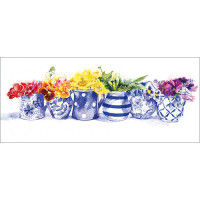 FP8010 Blue Jug and Rainbow Flowers