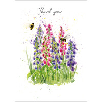 B033 Foxgloves and Bees Thank You card