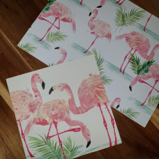 CGW004 Pink Flamingos Card & Gift Wrap Set