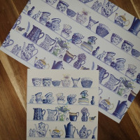 CGW008 Blue and White China Card & Gift Wrap Set